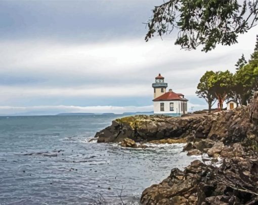 Washington Puget Sound Lighthouse Paint By Number