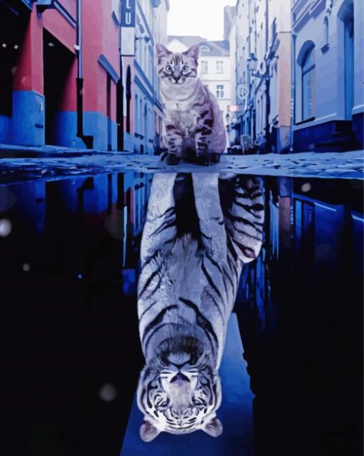 White Tiger Reflection Paint By Number