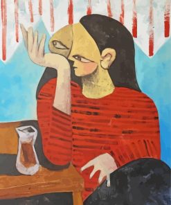 Abstract Woman Drinking Tea Paint By Number