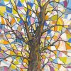 Abstract Stained Glass Colorful Tree Paint By Number