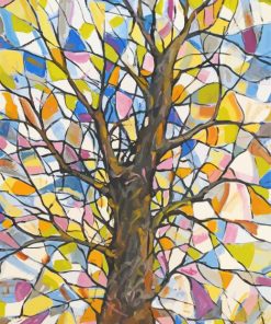 Abstract Stained Glass Colorful Tree Paint By Number