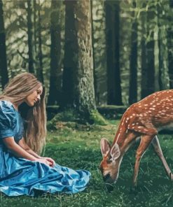 Aesthetic Girl And Deer Paint By Number