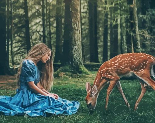 Aesthetic Girl And Deer Paint By Number