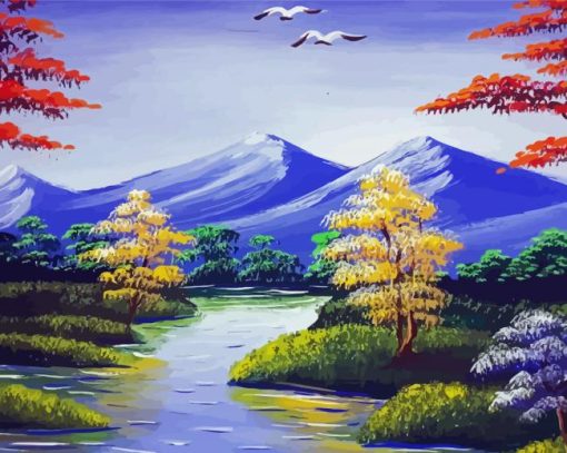 Aesthetic Mountains River Art Paint By Number