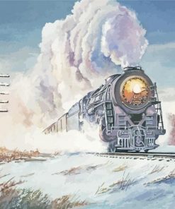 Aesthetic Train In Snow Art Paint By Number