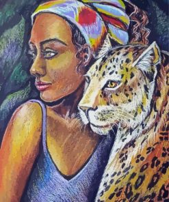 African Woman With Leopard Art Paint By Number