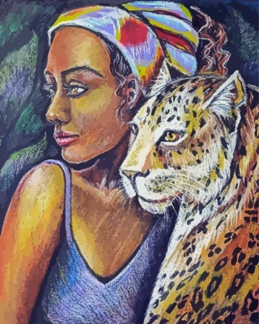 African Woman With Leopard Art Paint By Number