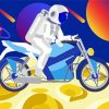 Astronaut Rides A Motorcycle On Moon Paint By Number