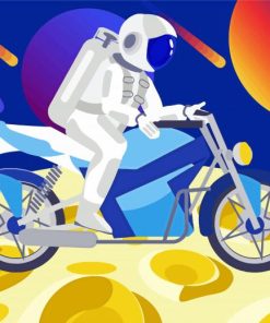 Astronaut Rides A Motorcycle On Moon Paint By Number