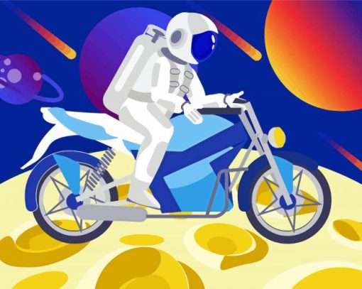 Astronaut Rides A Motorcycle On Moon Paint By Number