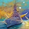 Battleship With Cannons Art Paint By Number