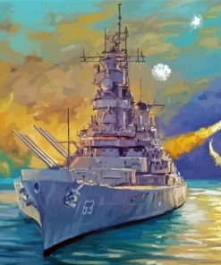 Battleship With Cannons Art Paint By Number