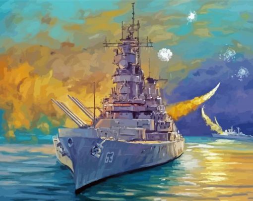 Battleship With Cannons Art Paint By Number