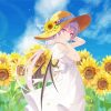 Beautiful Anime Girl In Sunflower Field Paint By Number