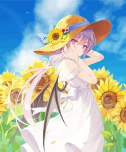 Beautiful Anime Girl In Sunflower Field Paint By Number