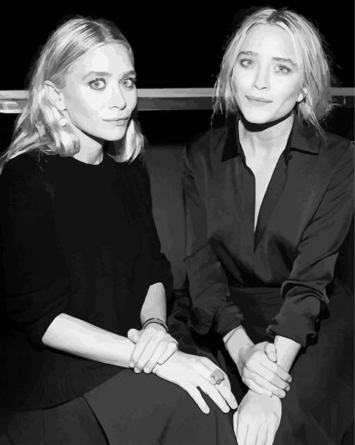 Black And White Mary Kate And Ashley Paint By Number