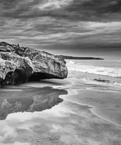 Black And White Mediterranean Seascape Paint By Number