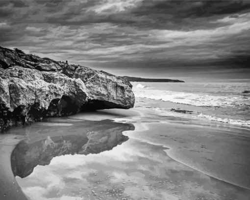 Black And White Mediterranean Seascape Paint By Number