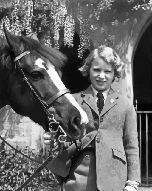 Black And White Princess With Horse Paint By Number