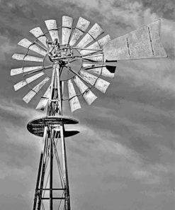 Black And White Western Windmill Paint By Number