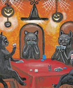 Black Cats Playing Poker Paint By Number