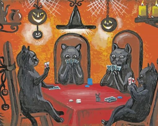 Black Cats Playing Poker Paint By Number