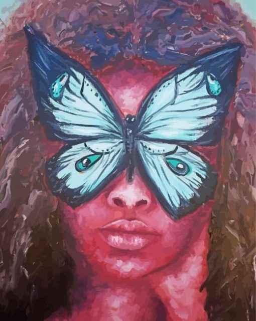 Black Woman With Butterfly On Face Paint By Number