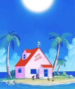 Cartoon Beach House Island Paint By Number