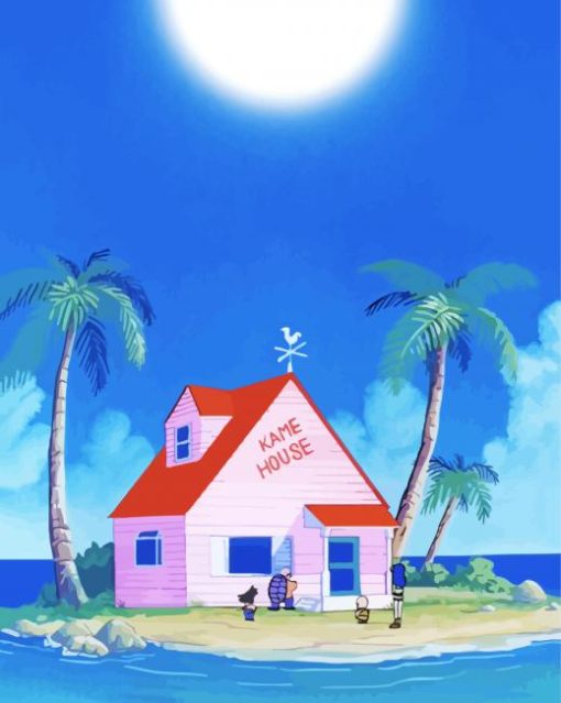 Cartoon Beach House Island Paint By Number