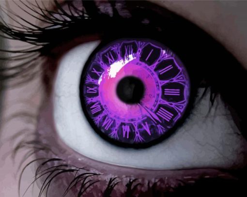 Clock Purple Eye Paint By Number