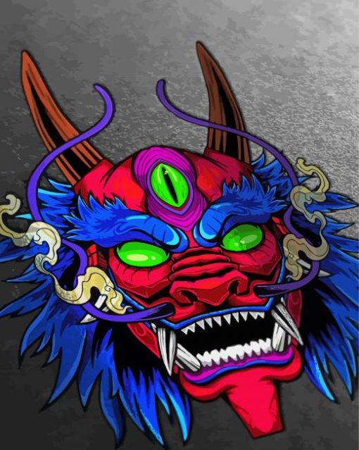 Colorful Dragon Mask Paint By Number