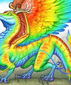 Colorful Rainbow Dragon Art Paint By Number