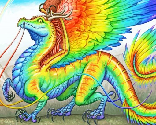 Colorful Rainbow Dragon Art Paint By Number