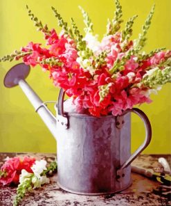 Cool Watering Can With Flowers Paint By Number