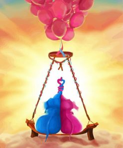 Couple Elephant And Balloons Paint By Number