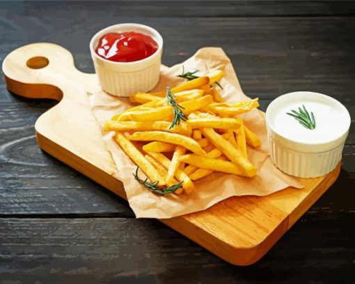 Crispy French Fries And Sauces Paint By Number