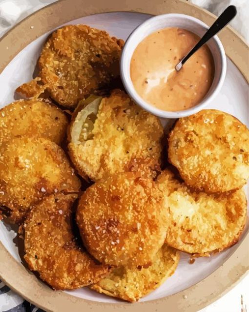 Crispy Fried Green Tomatoes With Sauce Paint By Number