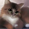 Cute Large Fluffy Cartoon Cat Paint By Number