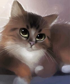 Cute Large Fluffy Cartoon Cat Paint By Number