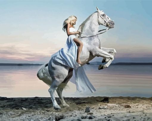 Fantasy Girl Riding A Horse Paint By Number