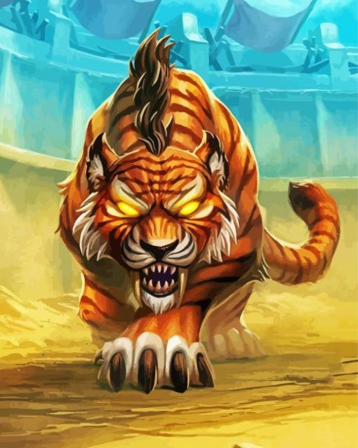 Fantasy Saber Tooth Tiger Art Paint By Number