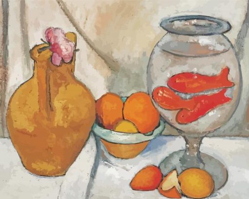 Goldfish Bowl And Fruits Paint By Number