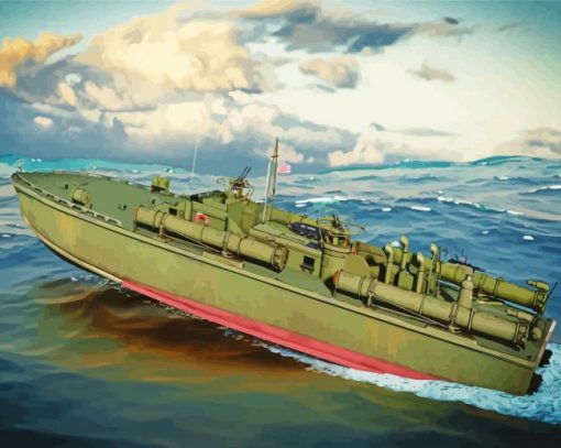 Green Patrol Torpedo Boat Pt 109 Paint By Number