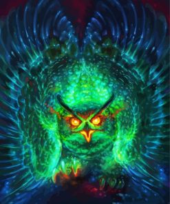 Green Fierce Owl Paint By Number