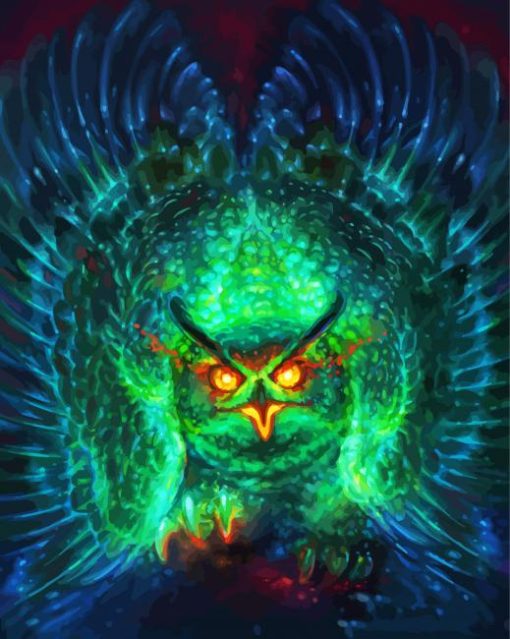 Green Fierce Owl Paint By Number