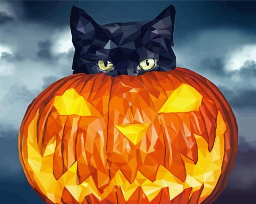 Halloween Cat Illustration Paint By Number