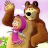 Happy Masha And The Bear Paint By Number