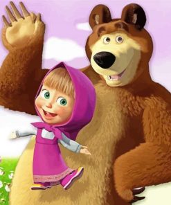 Happy Masha And The Bear Paint By Number