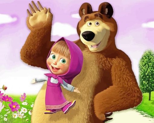 Happy Masha And The Bear Paint By Number