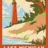 Lake Michigan Indiana Travel Poster Paint By Number